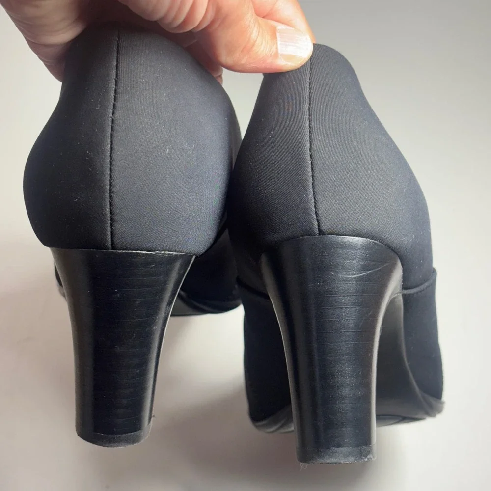 Abeo Viera AV52316 Black Textile Block Heel Pumps Womens 9N B.I.O.system Narrow
